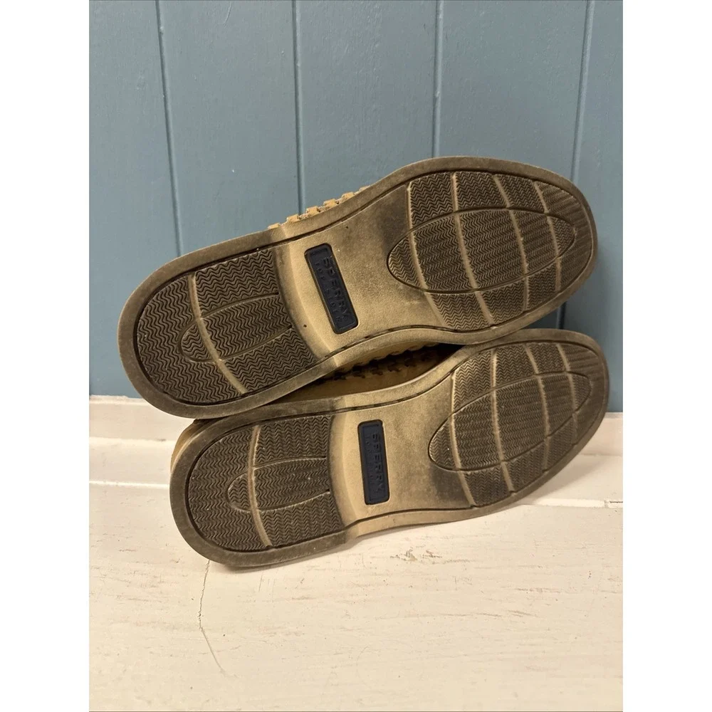 Sperry‎ Tan Leather Sully Woven Boat Shoes Mens Size 8.5